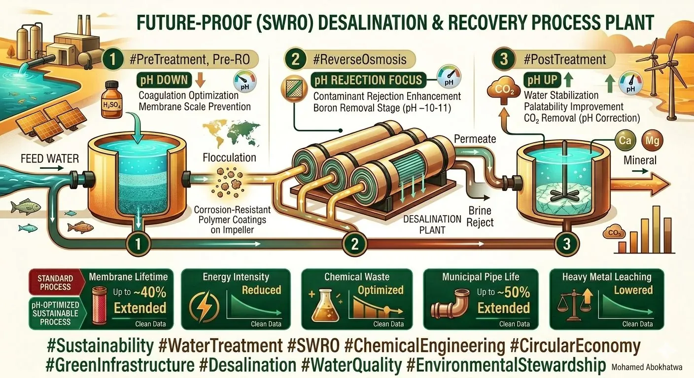 pH management in SWRO desalination plants