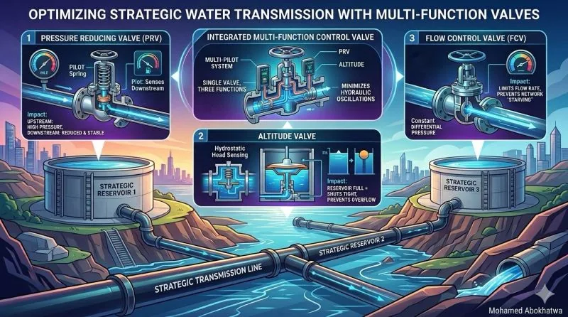 PRV Altitude Valve and FCV in Water Transmission